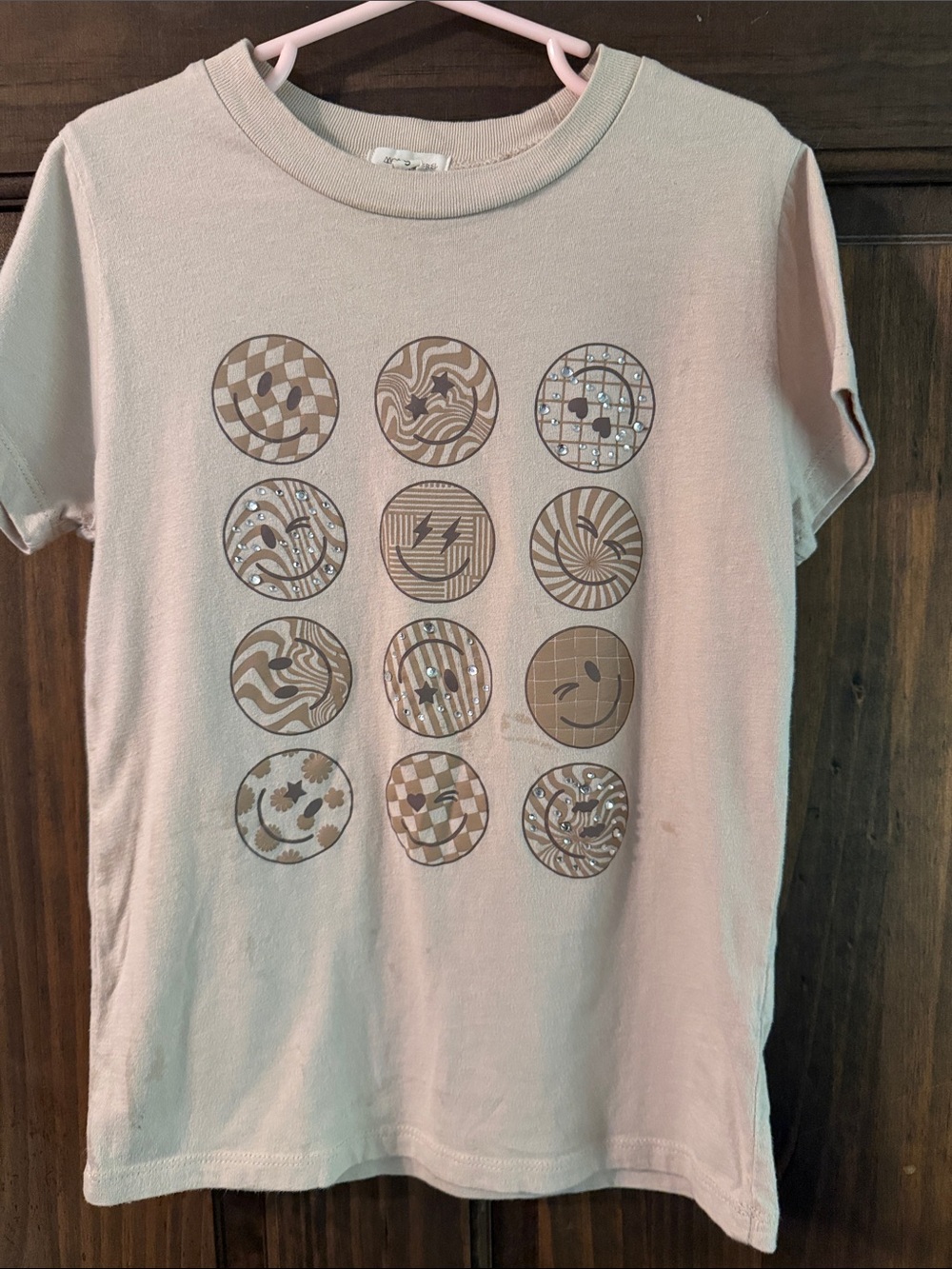 Kids Short Sleeve Tee with Beige Graphic Circles